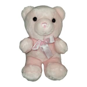 Aurora Baby Girl Teddy Bear Pink Plush Stuffed Animal‎ Bow Lovey 10"